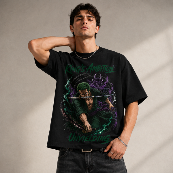 King's Ambition Unyielding - Zoro Three-Sword Strike Graphic Tee - mockup