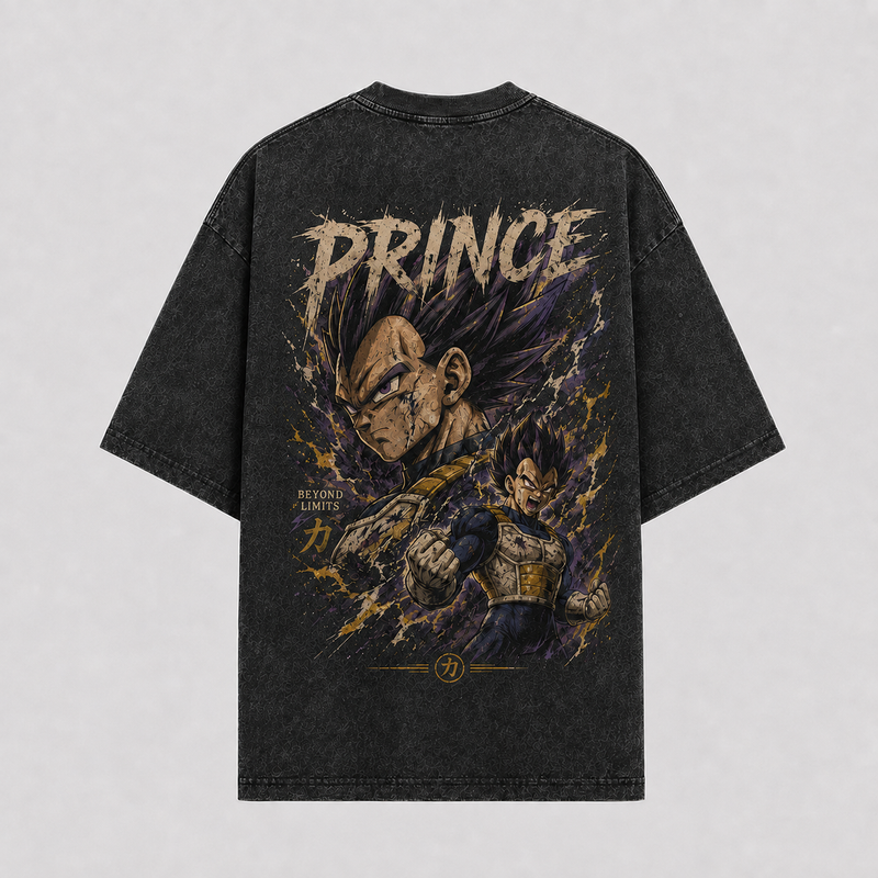 Prince Beyond Limits - Vegeta Battle-Ready Graphic Streetwear Tee