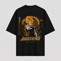 Awakening - Vegeta in Amber Aura, Directional Graphic Streetwear Tee