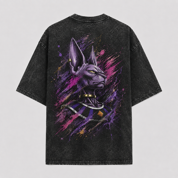 Violet Composure - Beerus in Splattered Portrait Stillness - mockup