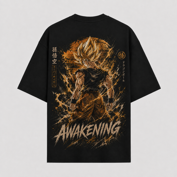 Awakening - Goku Mid-Transformation, Raw Power in Gold - mockup