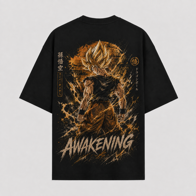 Awakening - Goku Mid-Transformation, Raw Power in Gold
