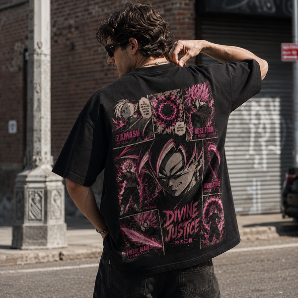 Divine Justice - Goku Black in Rose-Toned Panel Graphic - lifestyle