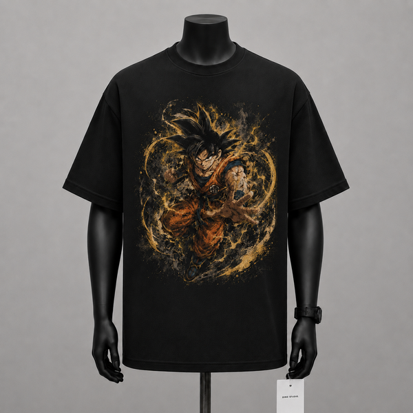 Amber Surge - Goku Unleashed, Directional Graphic Streetwear Tee - lifestyle