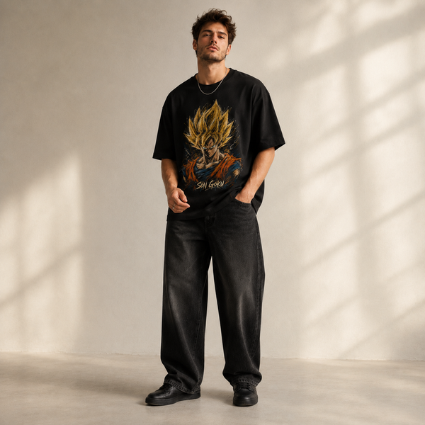 Son Goku - Sketched Gold, Quiet Resolve on Black - lifestyle
