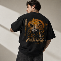 Awakening - Vegeta in Amber Aura, Directional Graphic Streetwear Tee