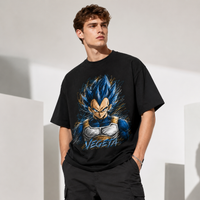 Controlled Chaos - Vegeta's Unbroken Stare in Blue Ink