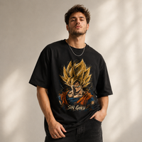 Son Goku - Sketched Gold, Quiet Resolve on Black
