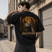 Awakening - Vegeta in Amber Aura, Directional Graphic Streetwear Tee
